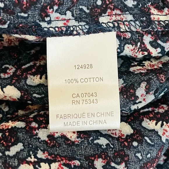 Joie | Floral Button Front Blouse Long Sleeve Peasant Boho Henley - Picture 7 of 8